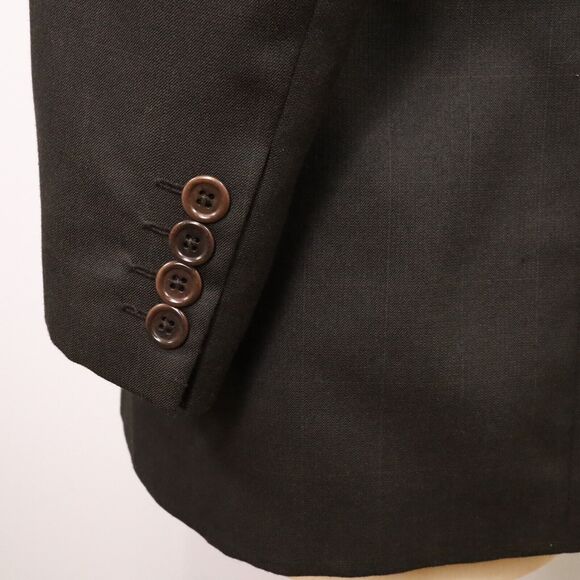 Perry Ellis Sport Coat Mens 44R Brown Windowpane Jacket Blazer Lined Career - Picture 11 of 15